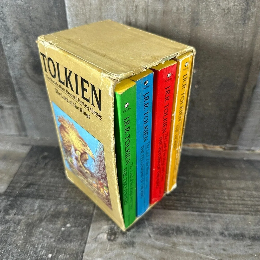 Vintage JRR Tolkien Box Set of 4 The Lord of the Rings Paperback Book Ballentine